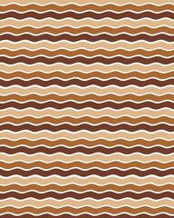 Retro Wavy Lines Pattern in Earth Tones with Vintage Brown and Beige Color Palette for Textile and Interior Design. Illustration