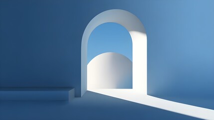 Fototapeta premium Architectural archway framing bright sky and rounded forms isolated on a transparent background doorway