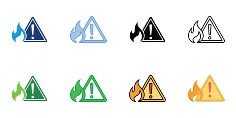 Fire Accident Icons Set Vector Multiple Style Collection