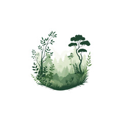 Serene Forest Landscape Lush Green Nature Illustration