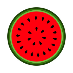 A cross-section of a watermelon icon juicy ripe fruit on white background.