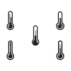 Silhouettes of thermometer vector on white background. Thermometer icon illustration 	