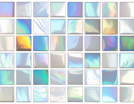  Set Geometric Cutout of Mother-of-Pearl Surface with Faceted Light, Isolated PNG