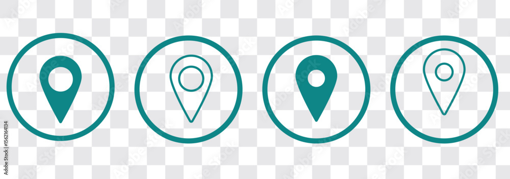 Wall mural location icon. fill and line location icon. map pin. gps. place marker. gps location symbol collecti