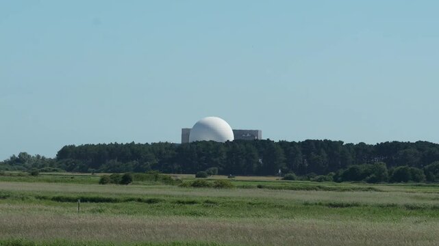 4k video of the Sizewell B nuclear power station on the coast of Suffolk, UK