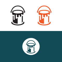 Bucket of paint logo vector on a white background.  Bucket of paint icon
