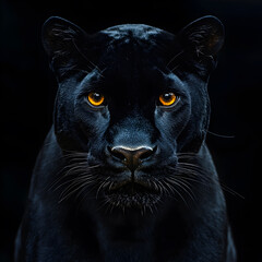 Realistic Portrait of a Black Panther with Intense Eyes