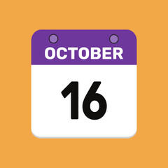 16 october calender icon text page monthly web design.