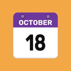18 october calender icon text page monthly web design.
