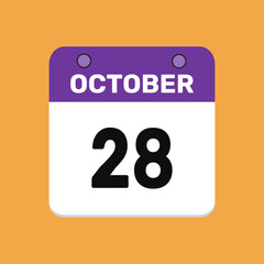 28 october calender icon text page monthly web design.