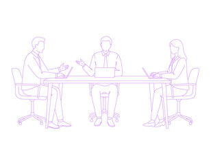 people having a meeting lineart illustration