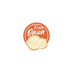 Fresh onion label vector illustration