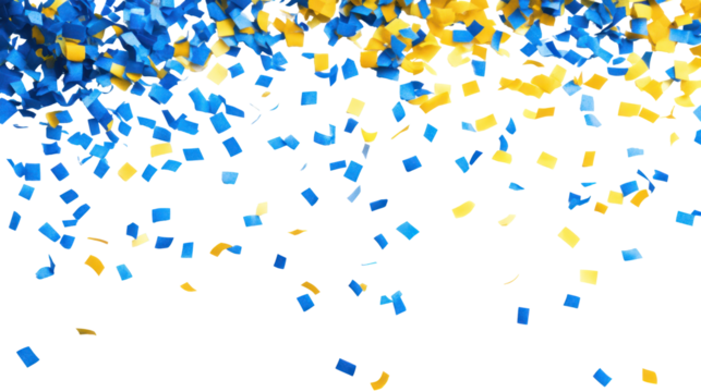 blue and yellow confetti on white background - Powered by Adobe