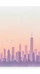 Obraz premium chicago skyline at sunset vector