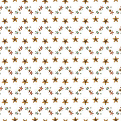 Seamless Pattern Featuring Festive Star-Shaped Cookies with Seasonal Decorations