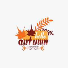 Hand-drawn autumn leaves collection and Autumn vector T-shirt design