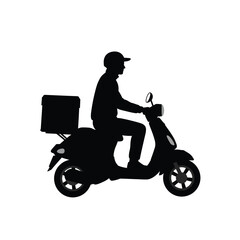 Fototapeta premium silhouette of a man riding a scooter