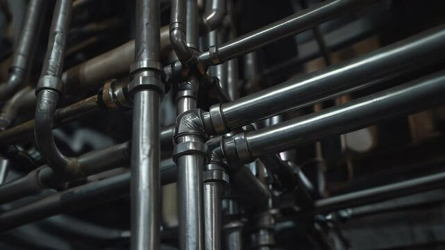 Gleaming stainless steel tubes, neatly arranged in rows inside a modern manufacturing plant, reflect industrial precision, strength, and durability, symbolizing advanced engineering	
