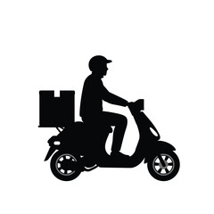 A delivery man with bike silhouette 