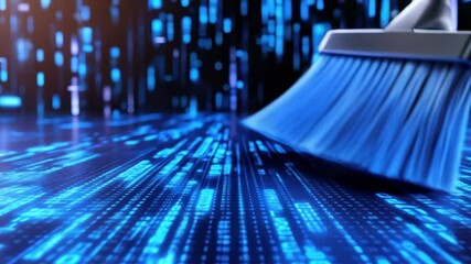 Abstract animation of data deletion showing cybersecurity process of erasing digital memory and system protection - Powered by Adobe