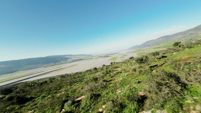 Aerial view of Biq`at Bet Netofa landscape, Israel.