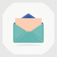 Opened Teal Envelope with Peach Paper and Blue Liner