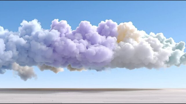 Cloudscape Dreamscape: A vibrant, eye-catching vista features a stylized cloud formation floating gently against a backdrop of azure blue sky, creating a sense of whimsy and wonder.