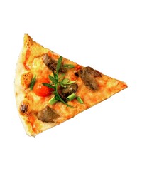 Single Slice of Gourmet Vegetable and Cheese Pizza Isolated on White

