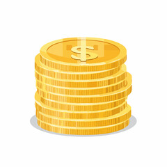 Stack of Gold Coins with Dollar Sign