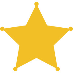 Sheriff's badge, golden badge icon shaped like five pointed star with isolated background. Typically symbolizes authority, achievement or law enforcement.