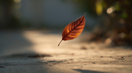 single leaf floating in the wind 