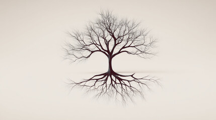 silhouette of a tree, tree with roots shaped like veins symbolic and organic