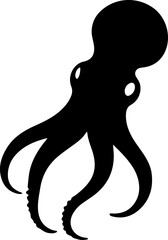 Octopus Silhouette Vector Art, Simple Octopus Silhouette Design, Black Octopus Vector Illustration, Octopus Shape Vector Art, Marine Octopus Silhouette Art, Ocean Octopus Vector Design, Sea Animal Oct