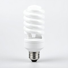 Energy Efficient Spiral Light Bulb on White Background.