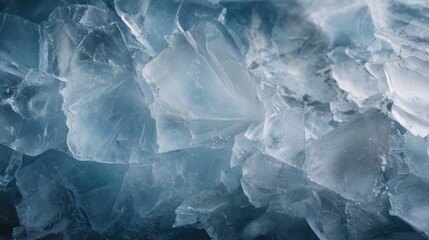 The beautiful crystalline structure of ice with stunning blue tones.