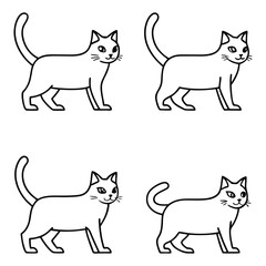 Four Black and White Cat Outlines in a Grid Pattern