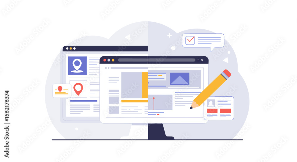 Poster flat style user interface concept vector illustration for web design and development projects