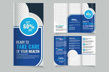 Corporate modern professional hospital medical treatment health care trifold brochure