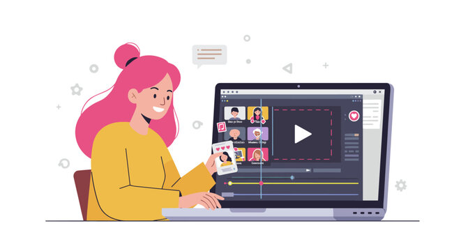 Video editing concept vector illustration for social media and online content creation design