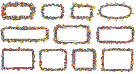 Colorful doodle frame collection vector illustration for design and decoration