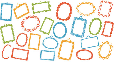 Colorful hand drawn frames vector illustration for creative design and decoration projects