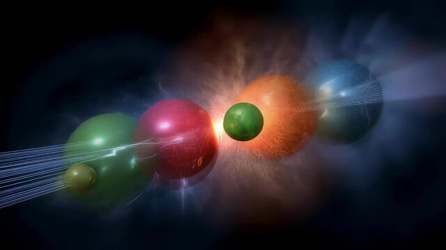 The weak nuclear force in action as depicted by a Z boson facilitating a transformation between a quark and a lepton.