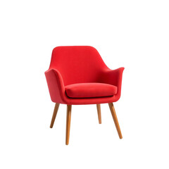 Fototapeta premium Red Scandinavian armchair isolated on transparent background.