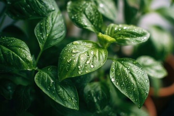 Vibrant home plant with glistening droplets for indoor gardening lovers seeking refreshing decor options