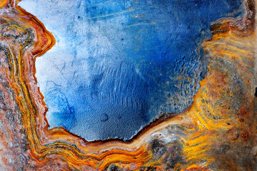 Rusty Old Metal Plate with Corrosion Lines