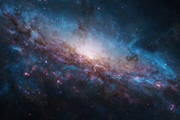 Fototapeta premium A stunning cosmic landscape showcasing vibrant nebulae and twinkling stars, ideal for astronomy lovers and space art aficionados seeking captivating celestial imagery