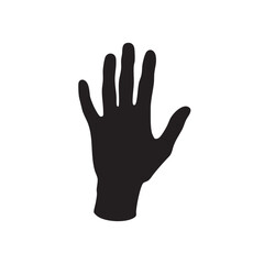 Obraz premium Black silhouette of an open hand with fingers spread isolated on white background