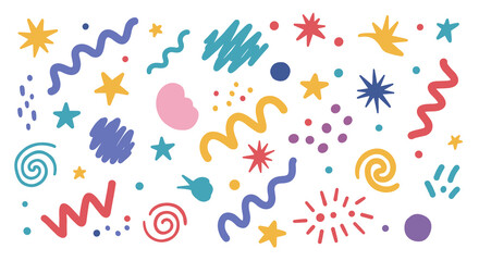 Fototapeta premium Colorful abstract doodle vector illustration with playful shapes for creative design