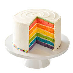 rainbow cake being sliced. isolated on a transparent background.png