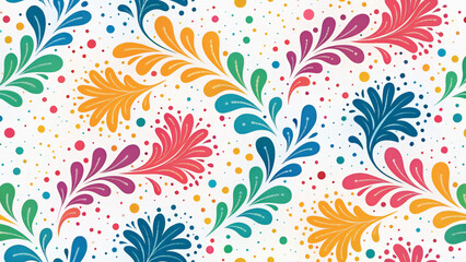 Colorful Paint Splatter Seamless Pattern on White
